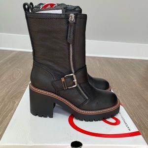 Blondo Rylyn Leather Bootie Black Waterproof Buckle Moto Women’s Size 6.5 NIB